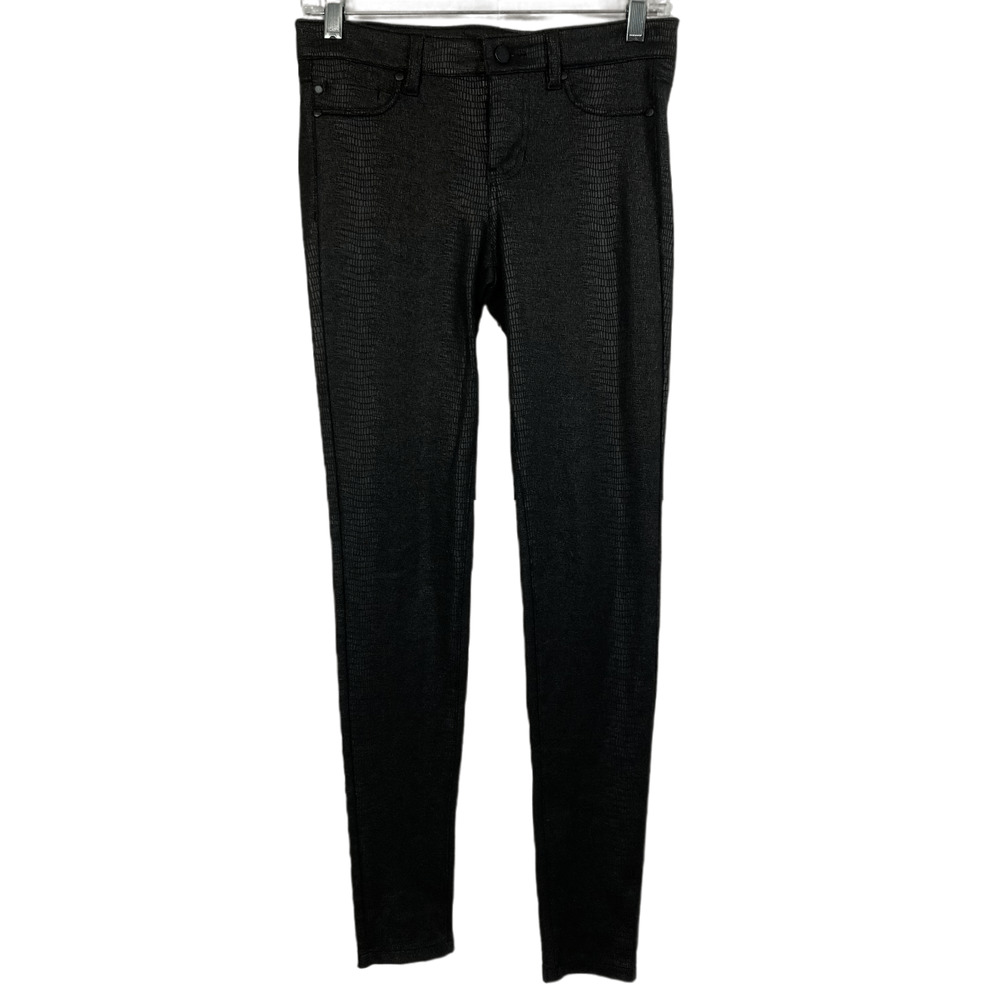 Liverpool Pants Leggings Womens Sz 2 26 Black Croc Animal Print‎ Stretch Pockets